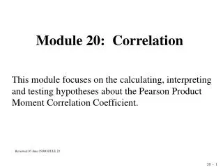 Module 20: Correlation