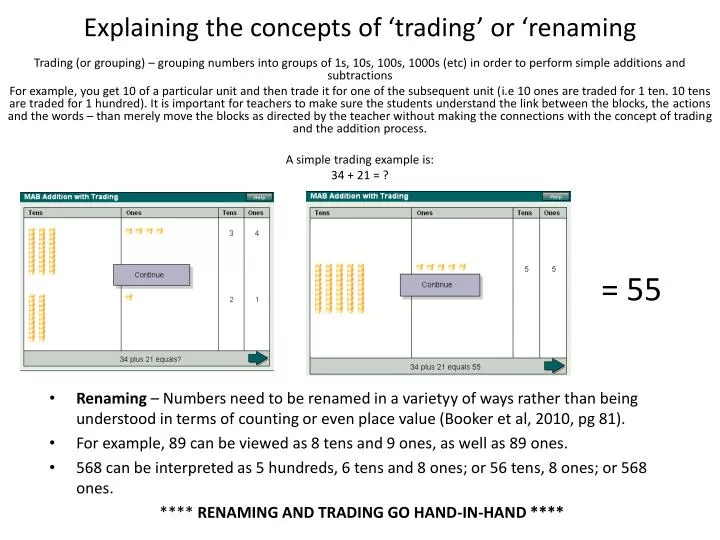 explaining the concepts of trading or renaming