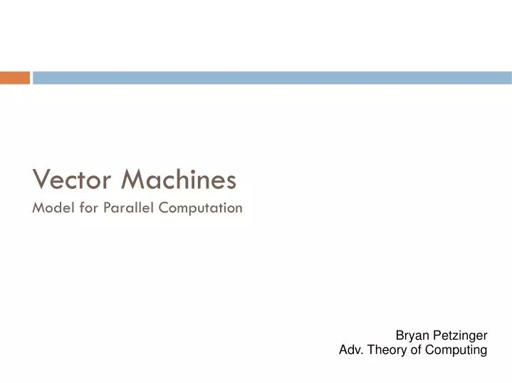 vector machines model for parallel computation