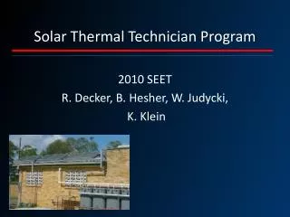 Solar Thermal Technician Program