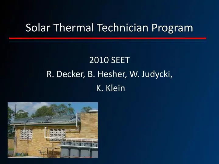 solar thermal technician program
