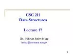 CSC 211 Data Structures Lecture 17 - slide 1