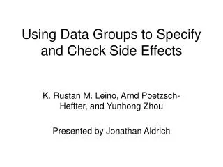 Using Data Groups to Specify and Check Side Effects