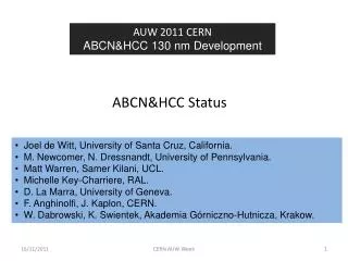 ABCN&amp;HCC Status