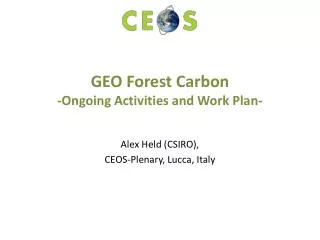 GEO Forest Carbon -Ongoing Activities and Work Plan-