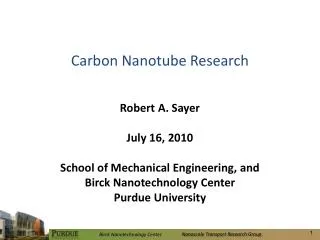 Carbon Nanotube Research