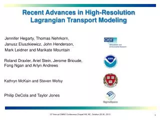 Recent Advances in High-Resolution Lagrangian Transport Modeling