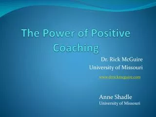 The Power of Positive Coaching