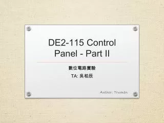 DE2-115 Control Panel - Part II