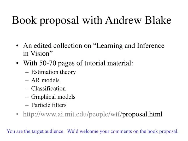 book proposal with andrew blake