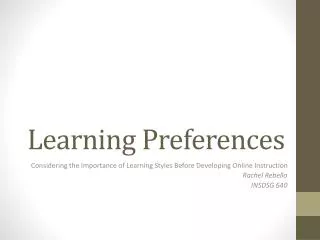 Learning Preferences