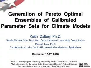 Generation of Pareto Optimal Ensembles of Calibrated Parameter Sets for Climate Models