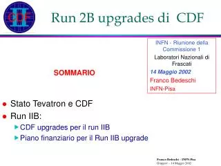 Run 2B upgrades di CDF