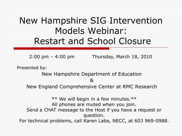new hampshire sig intervention models webinar restart and school closure