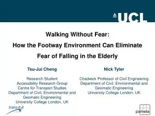 Walking Without Fear: How the Footway Environment Can Eliminate Fear of Falling in the Elderly