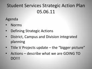 Student Services Strategic Action Plan 05.06.11