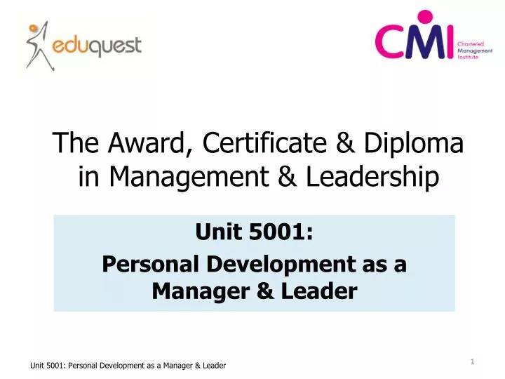the award certificate diploma in management leadership