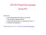 CSC 533: Programming Languages Spring 2012 - slide 1