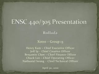 ENSC 440/305 Presentation