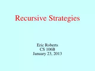 Recursive Strategies