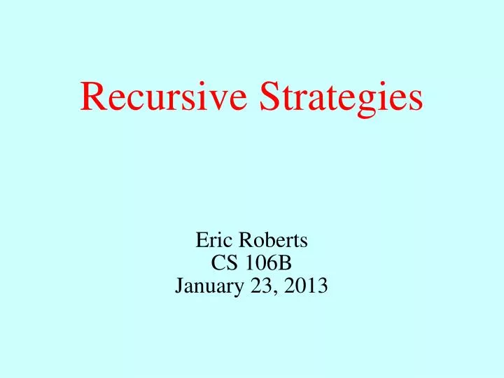 recursive strategies