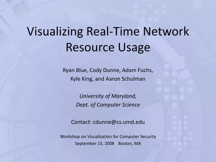 visualizing real time network resource usage
