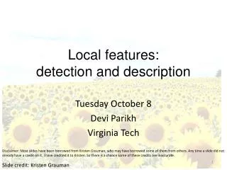 Local features: detection and description