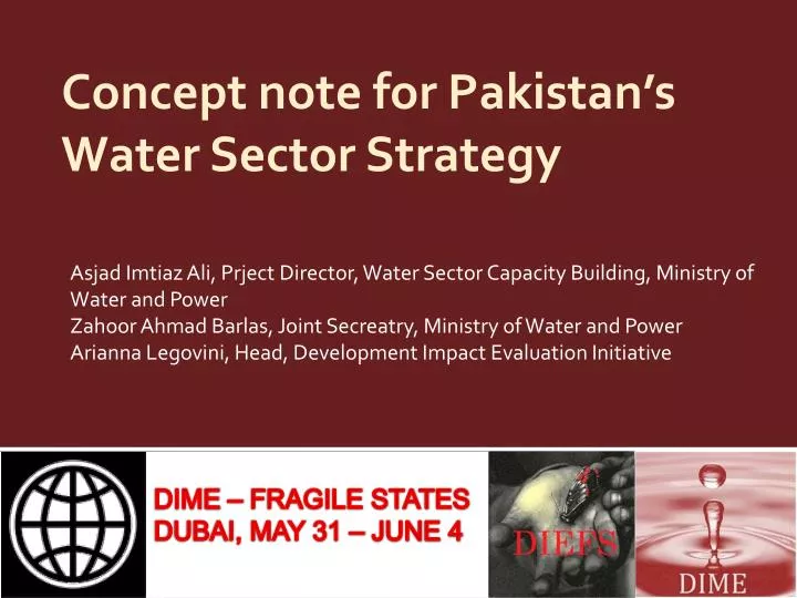 concept note for pakistan s water sector strategy
