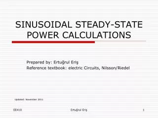 SINUSOIDAL STEADY-STATE POWER CALCULATIONS