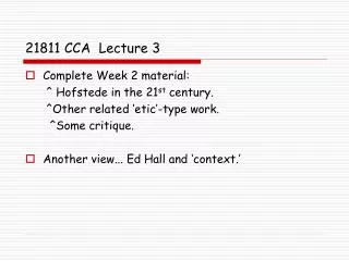 21811 CCA Lecture 3