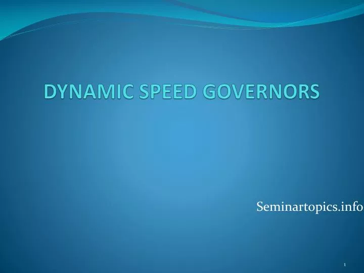 dynamic speed governors