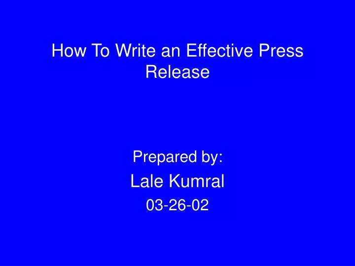 how to write an effective press release