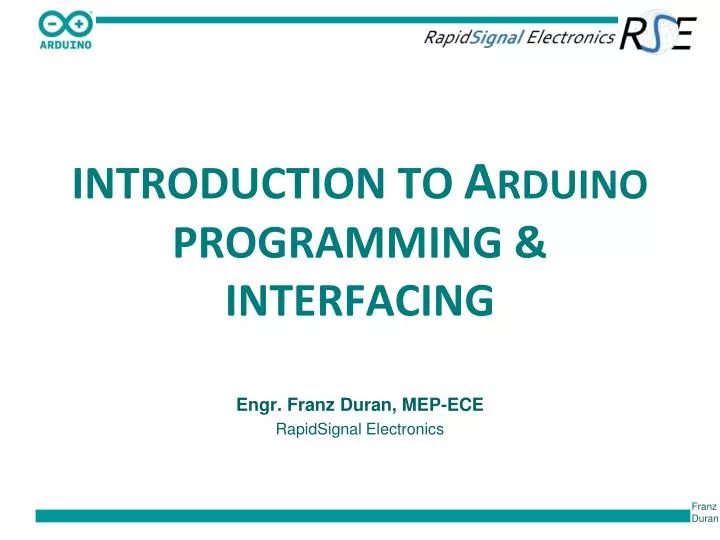 introduction to a rduino programming interfacing