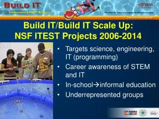 Build IT/Build IT Scale Up: NSF ITEST Projects 2006-2014