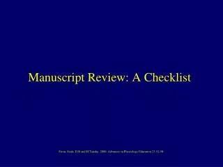 Manuscript Review: A Checklist