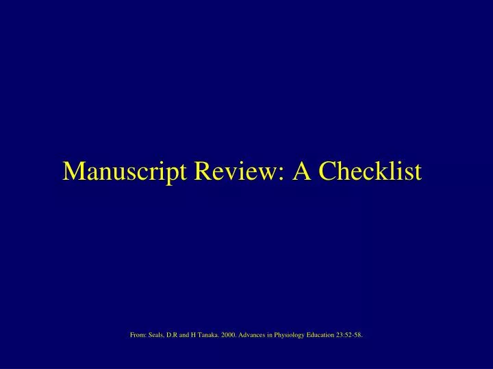 manuscript review a checklist