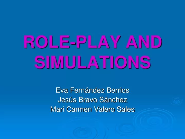 role play and simulations