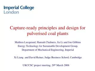 Capture-ready principles and design for pulverised coal plants