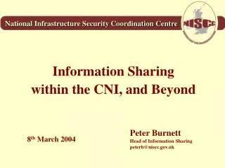 Information Sharing within the CNI, and Beyond