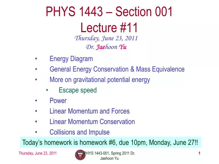 phys 1443 section 001 lecture 11