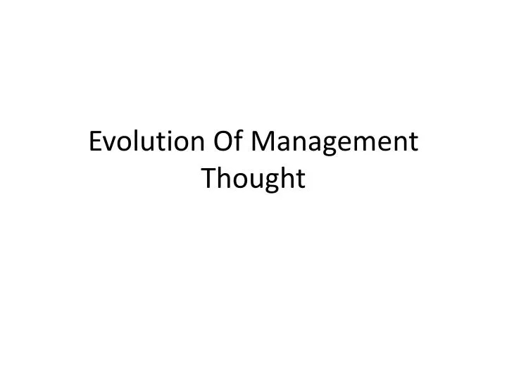 evolution of management thought