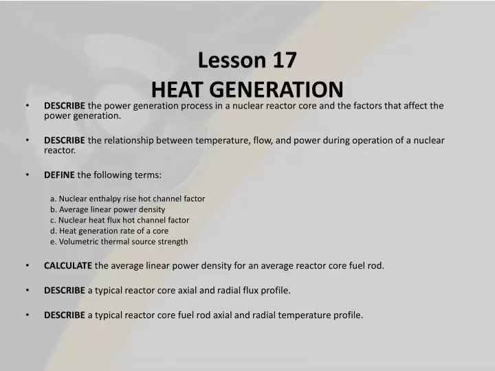 lesson 17 heat generation
