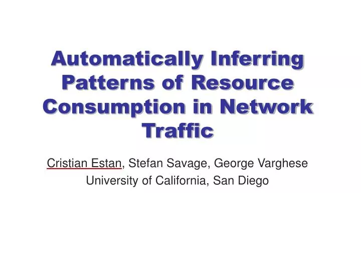 automatically inferring patterns of resource consumption in network traffic