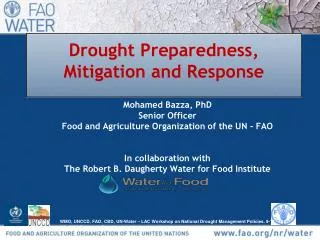 Drought Preparedness, Mitigation and Response