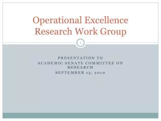 Operational Excellence Research Work Group