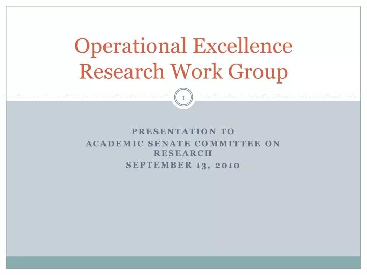 operational excellence research work group
