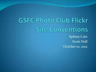GSFC Photo Club Flickr Site Conventions
