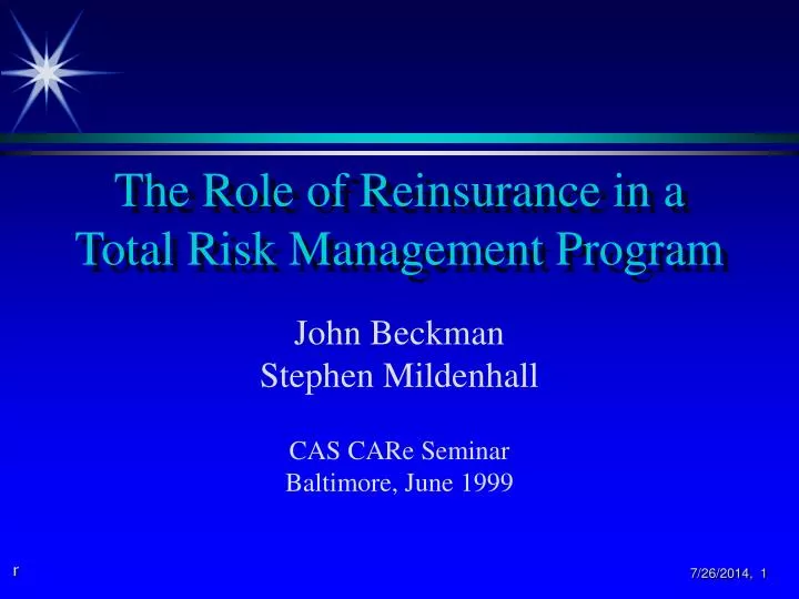 the role of reinsurance in a total risk management program