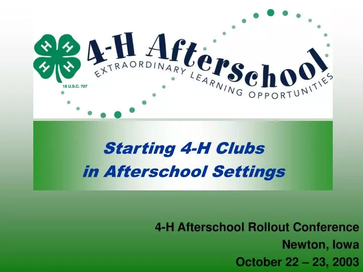 starting 4 h clubs in afterschool settings