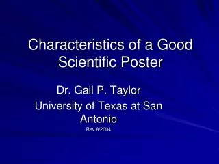 Characteristics of a Good Scientific Poster